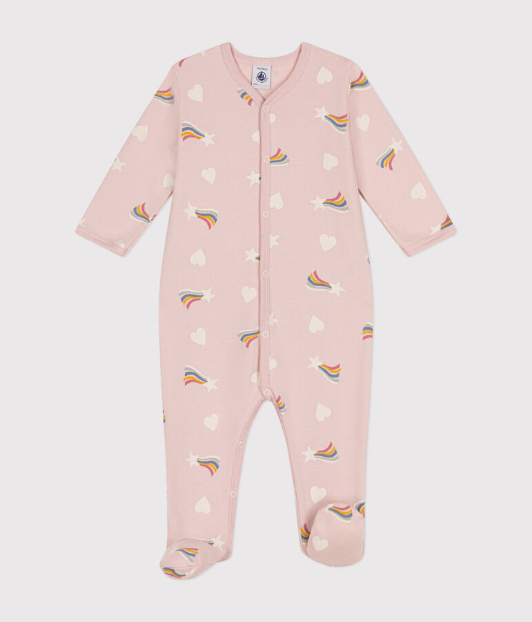 Babies' pyjama suit in star and heart print brushed fleece pink/multicolor