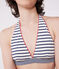 Women's two-piece stripy swimsuit MARSHMALLOW white/MEDIEVAL blue