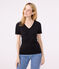 Women's iconic plain short-sleeved rib knit T-shirt BLACK black