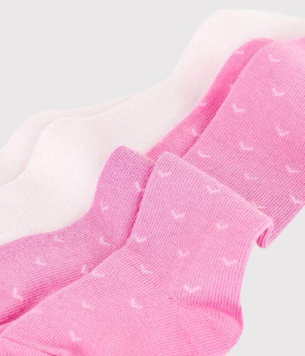 Babies' cotton jersey tights - 2-pack pink/pink