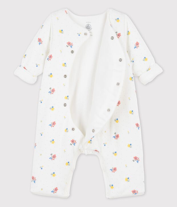 Babies' Organic Tube Knit Print Long Playsuit white/pink
