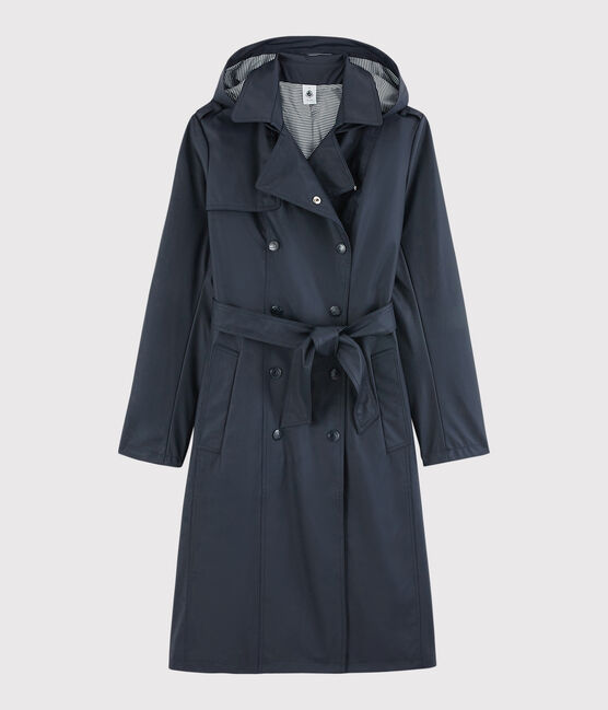Women's Hooded Trench Coat SMOKING blue