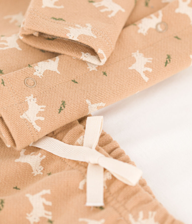 Babies' Patterned Fleece Outfit beige/multicolor