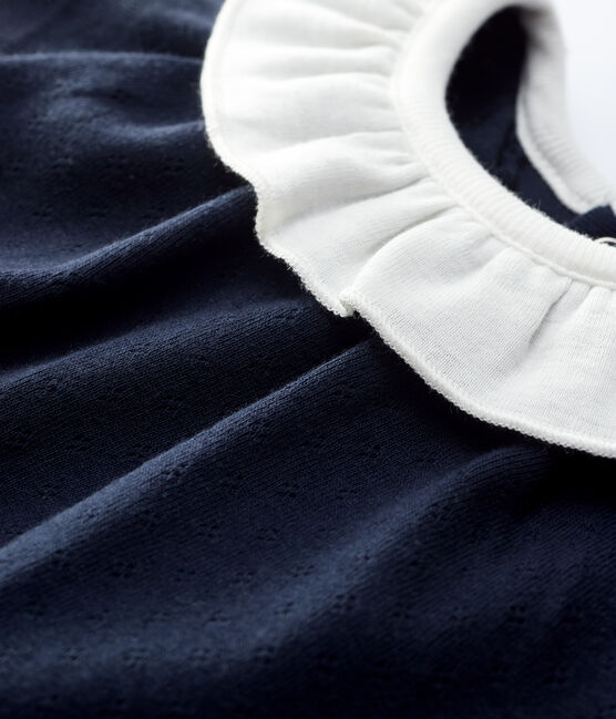 Baby Girls' Ribbed Bodysuit with Collar SMOKING blue