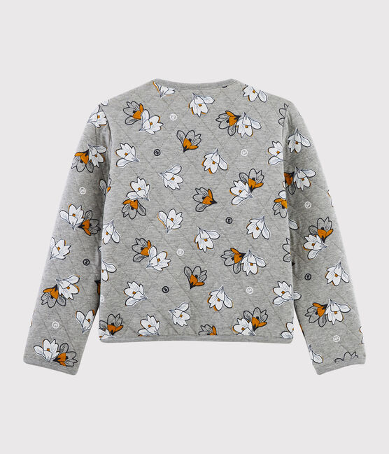 Girls' Tubular Knit Cardigan SUBWAY grey/MULTICO white