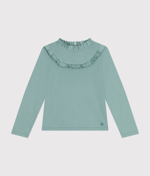 Girls long-sleeved ribbed T-shirt green