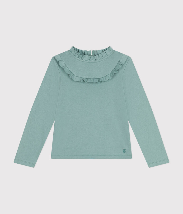 Girls long-sleeved ribbed T-shirt green
