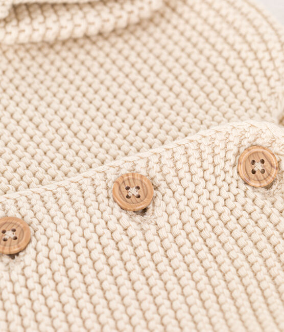Babies' Moss Stitch Cotton Cardigan AVALANCHE Ecru