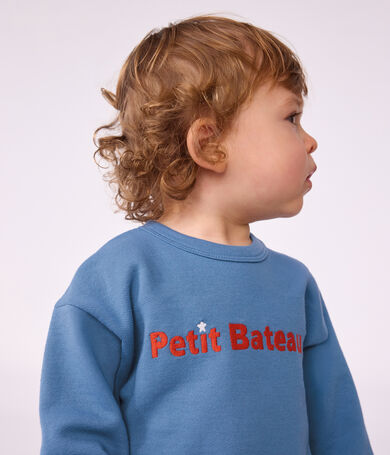 Babies' sweatshirt in plain cotton with embroidery