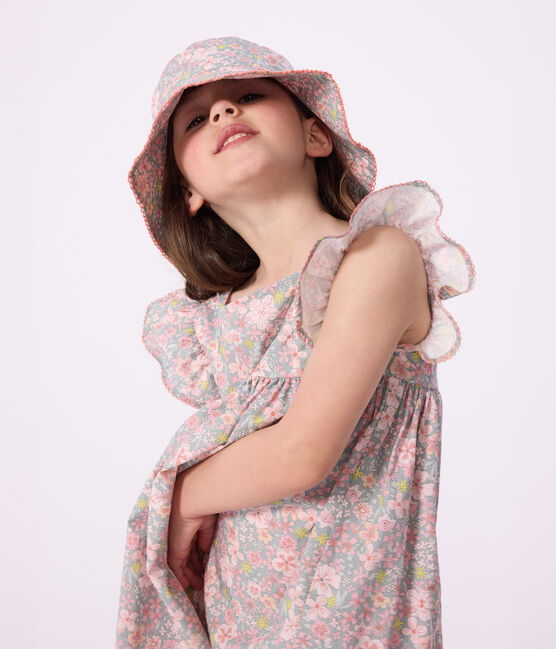Children's floppy sun hat in floral-print poplin SPRAY /MULTICO