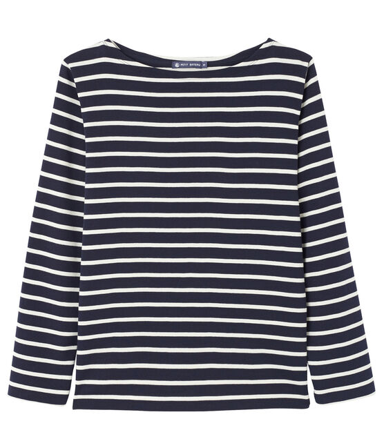 Striped mixed T-shirt SMOKING blue/COQUILLE beige