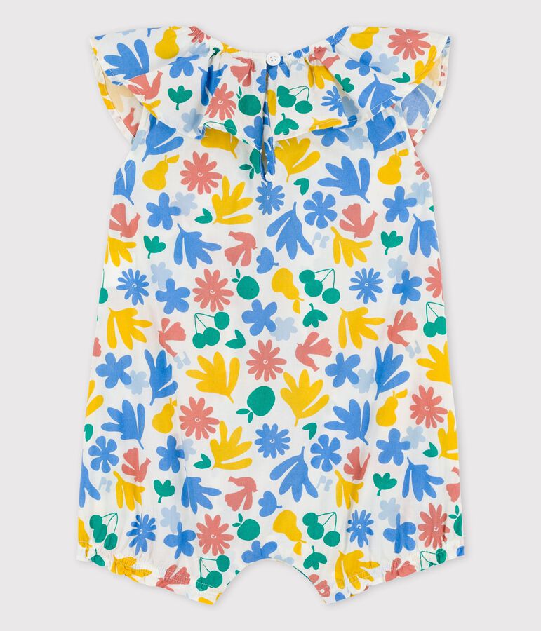 Babies' Poplin Floral Print Short Playsuit white/multicolor