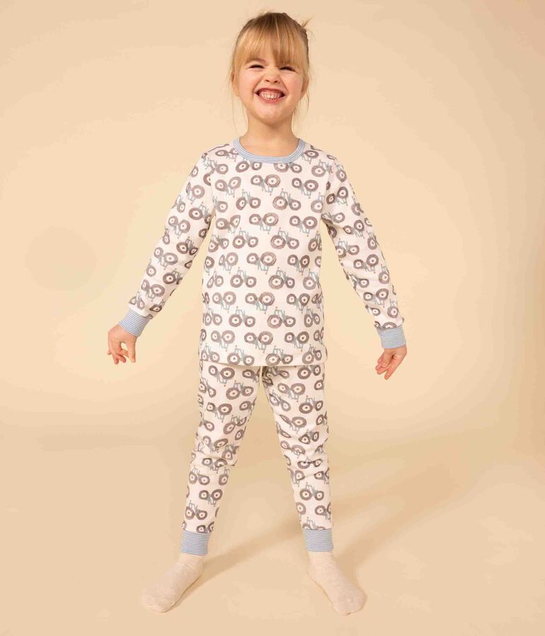 Children's Unisex Tractor Cotton Pyjamas white/multicolor