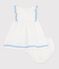 Babies' sleeveless plain cotton dress with matching bloomers MARSHMALLOW white