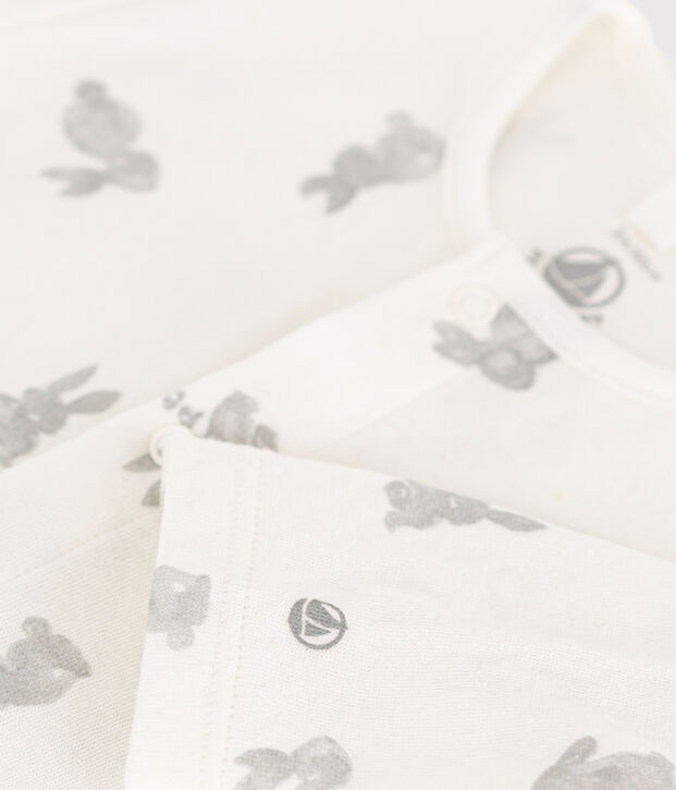 Babies' Rabbit Patterned Tube Knit Pyjamas white/grey