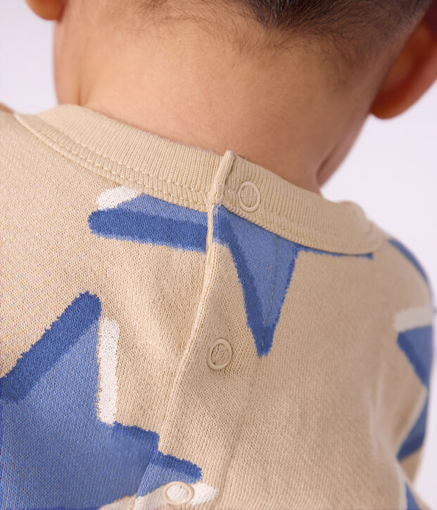 Babies' heart-print cotton sweatshirt beige/multicolor