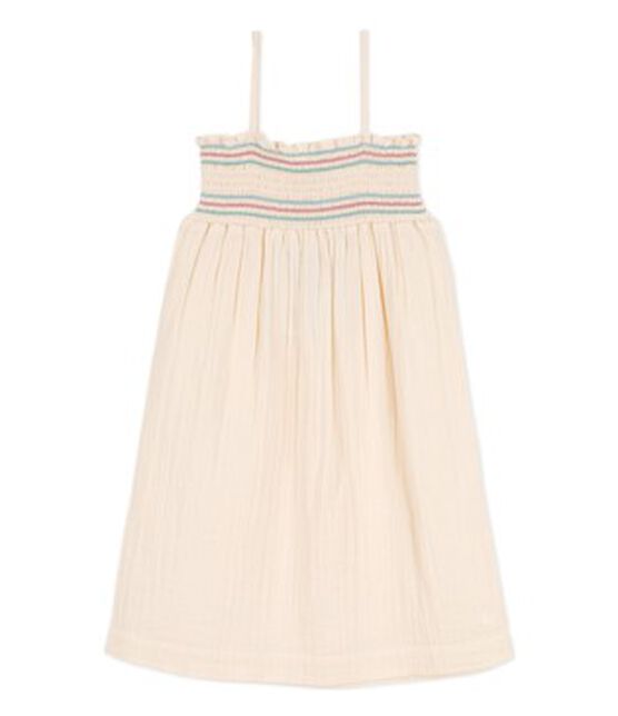 Girls' Sleeveless Cotton Gauze Dress AVALANCHE Ecru