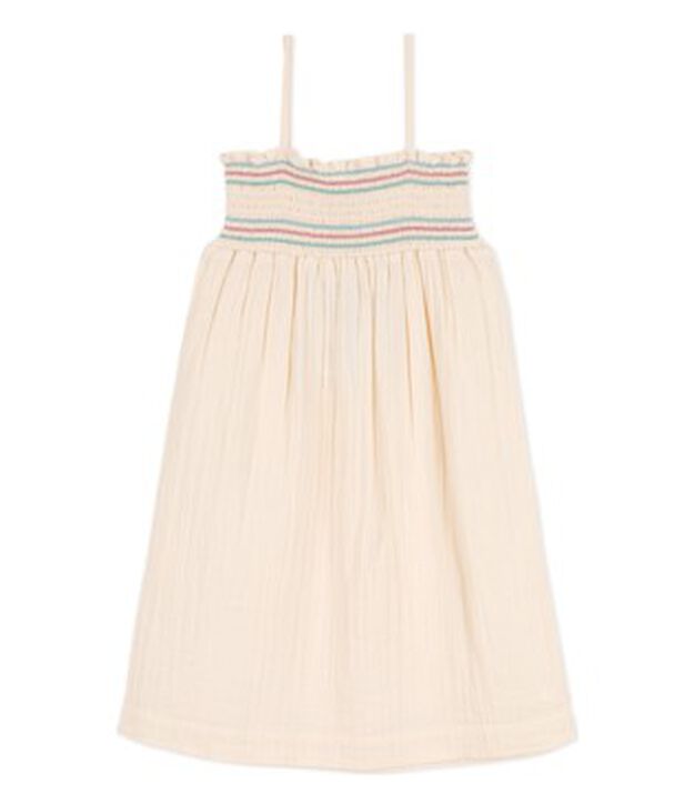 Girls' Sleeveless Cotton Gauze Dress Ecru