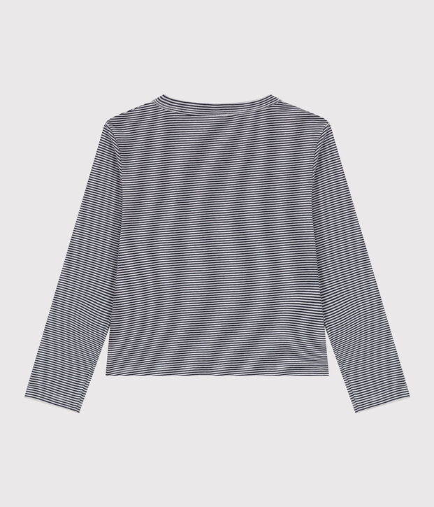 Children's stripy cotton cardigan blue/white