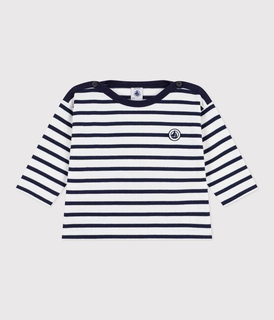 Baby's iconic Breton top MARSHMALLOW white/SMOKING blue