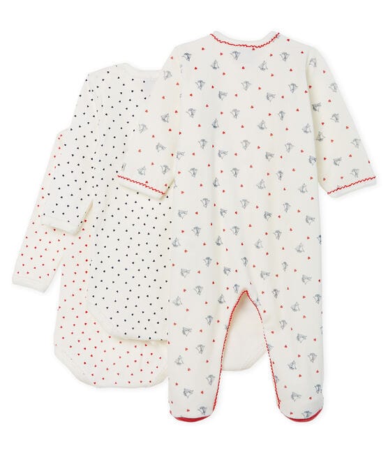 Baby Girls' Sleepsuit Set - Velour Sleepsuit and Long-Sleeved Ribbed Bodysuits variante 1