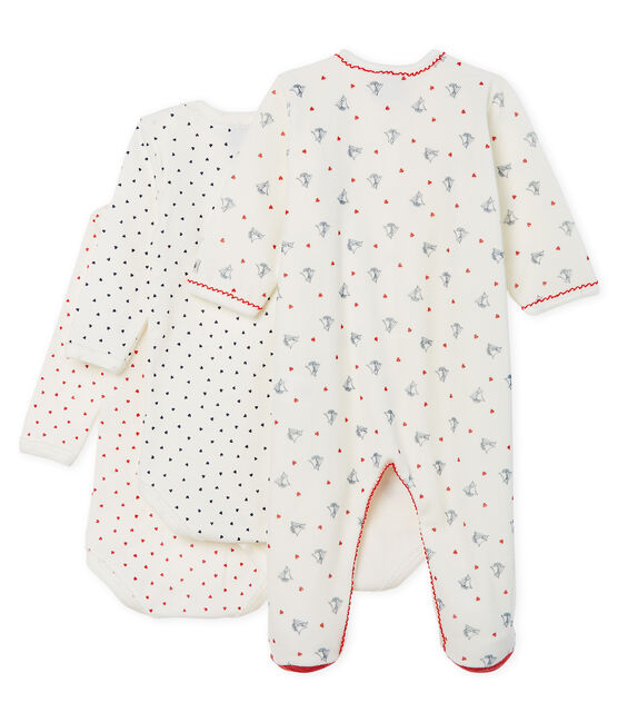 Baby Girls' Sleepsuit Set - Velour Sleepsuit and Long-Sleeved Ribbed Bodysuits variante 1