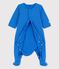Babies' Organic Cotton Bodyjama BRASIER blue/MARSHMALLOW grey