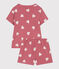 Children's short heart-pattern cotton pyjamas ROSEWOOD pink/MARSHMALLOW