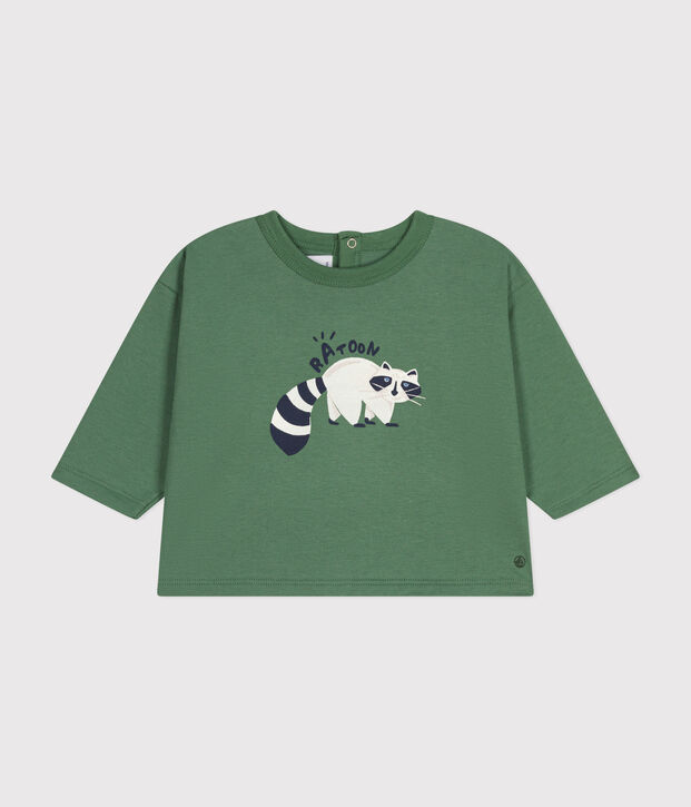 Babies' long sleeved T-shirt in fine jersey green