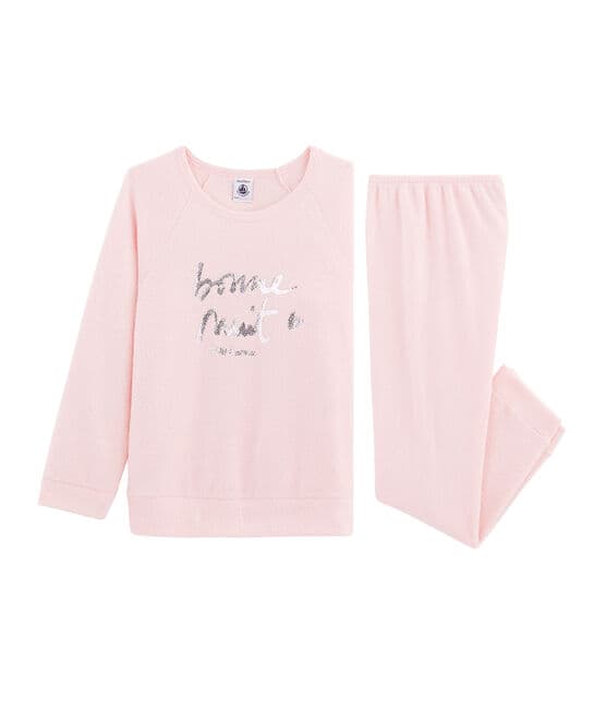 Girls' Pyjamas in Extra Warm Brushed Terry Towelling MINOIS pink