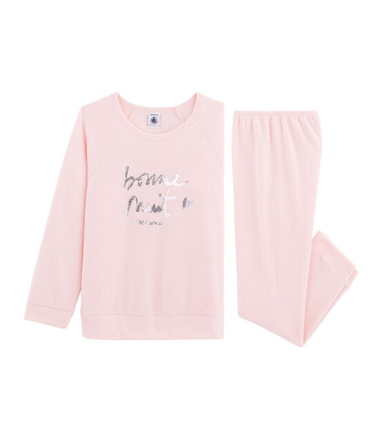 Girls' Pyjamas in Extra Warm Brushed Terry Towelling MINOIS pink