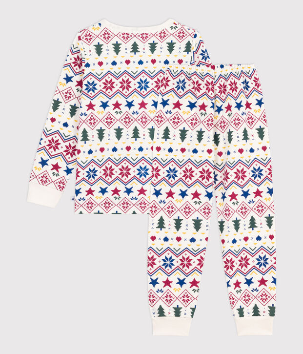 Children's Christmas pyjamas in printed fleece Ecru/multicolor