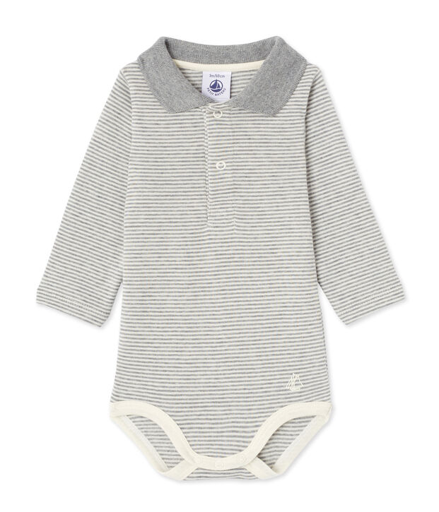 Baby boy's milleraies striped bodysuit grey/white
