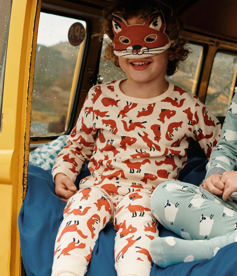Children's cotton fox costume pyjamas Ecru/multicolor