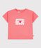 Babies' short-sleeved patterned cotton T-shirt pink