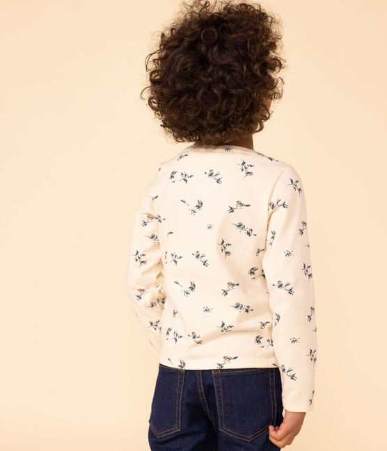 Girls' long-sleeved floral print cotton T-shirt AVALANCHE white/MULTICO
