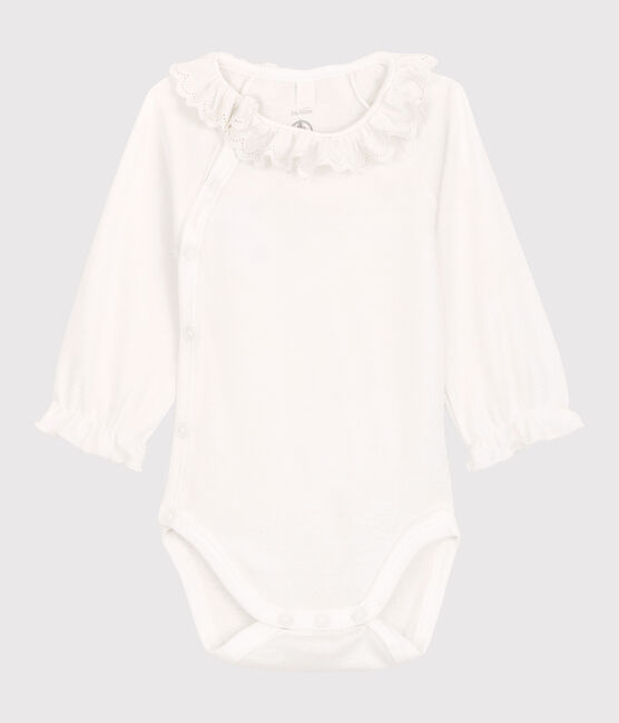 Baby Girls' Organic Cotton Bodysuit with Collar MARSHMALLOW white