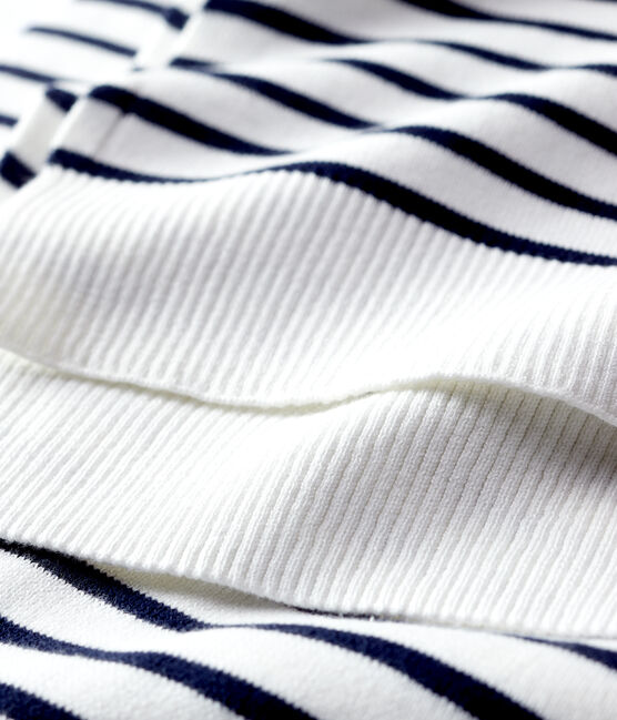 Unisex Striped Cotton Scarf MARSHMALLOW white/SMOKING blue