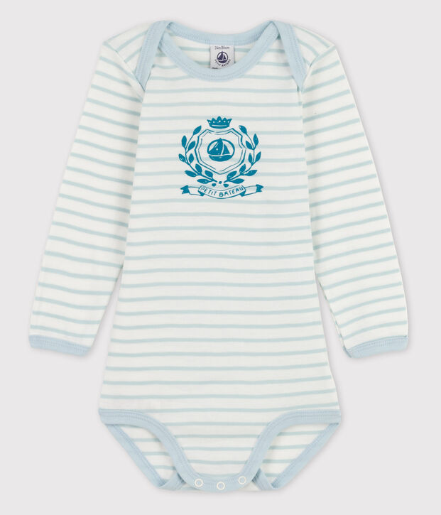 Baby Girls' Long-Sleeved Bodysuit white/blue