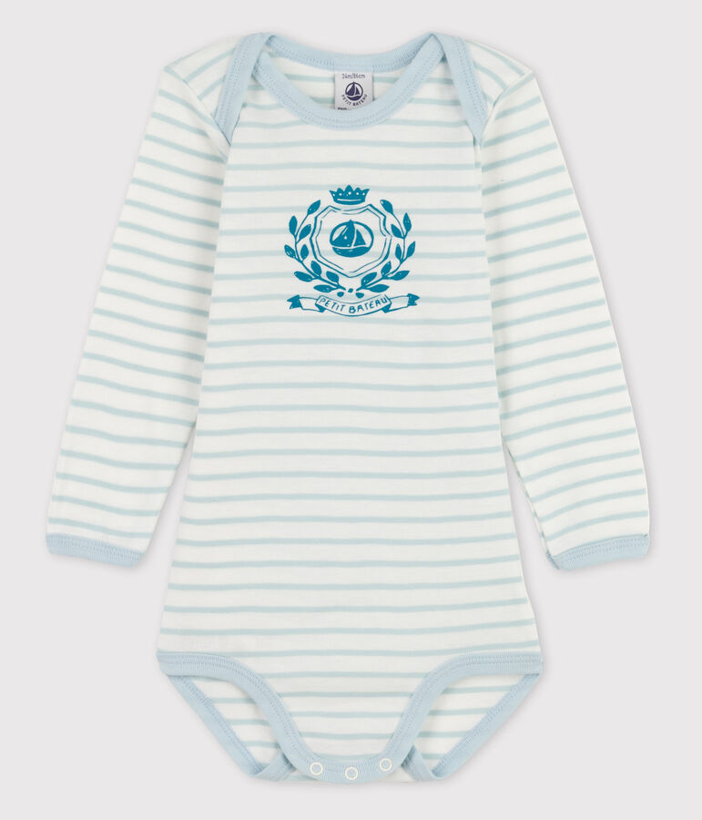 Baby Girls' Long-Sleeved Bodysuit white/blue