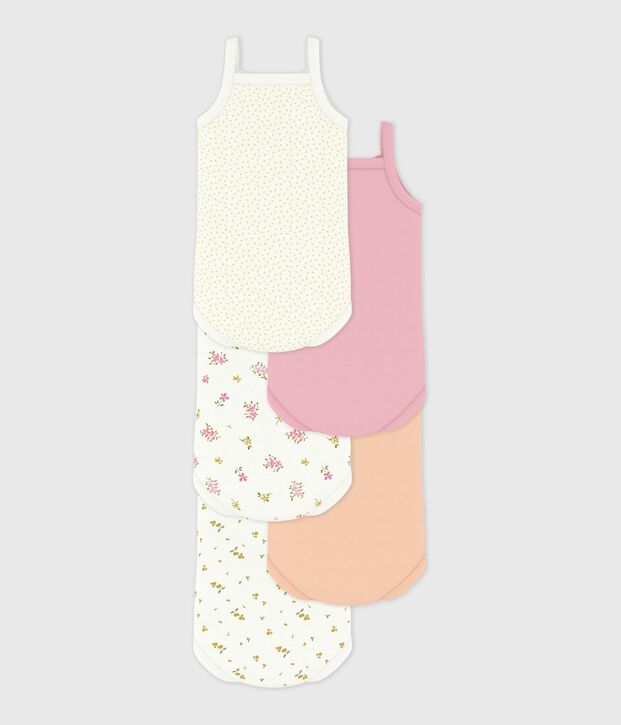 Pack of babies' floral cotton bodies with straps multicolor