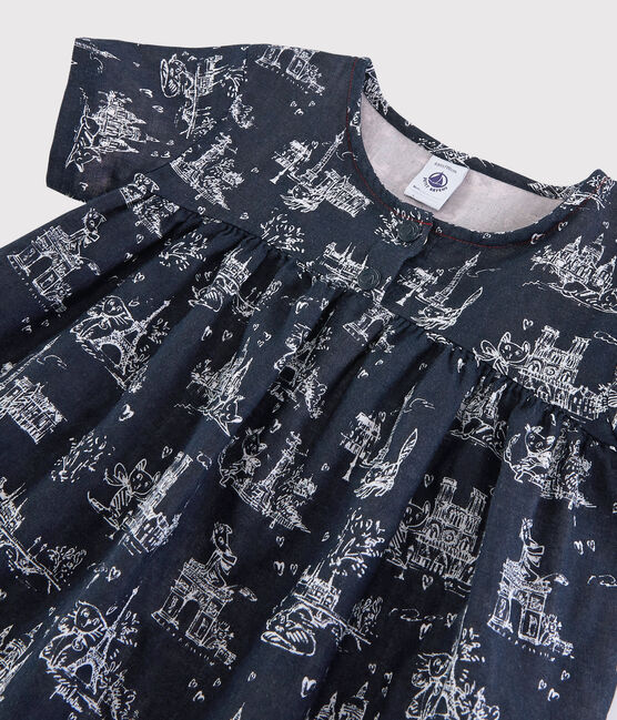 Girls' Short-Sleeved Tube Knit Blouse SMOKING blue/ECUME white
