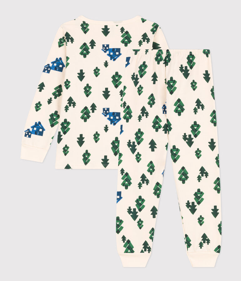 Children's Unisex Chalet Fleece Pyjamas Ecru/multicolor
