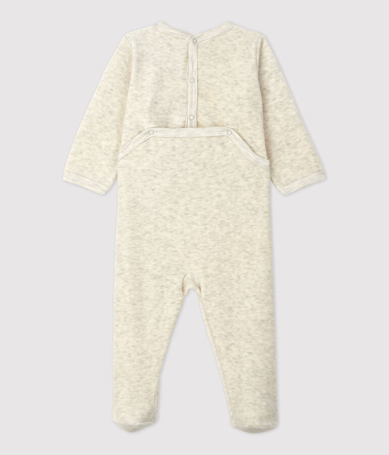 Babies' Plain Beige Velour Sleepsuit beige