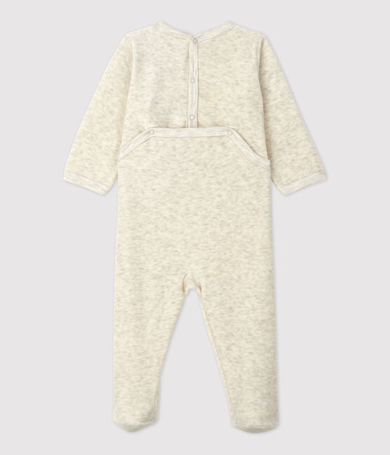 Babies' Plain Beige Velour Sleepsuit MONTELIMAR CHINE beige