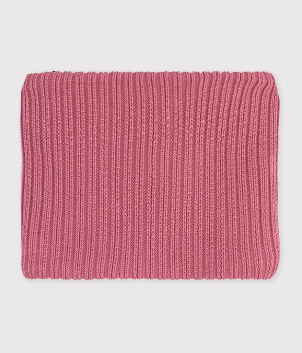 Children's plain fleece-lined knitted snood pink