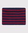 Children's stripy fleece-lined knitted snood blue/red