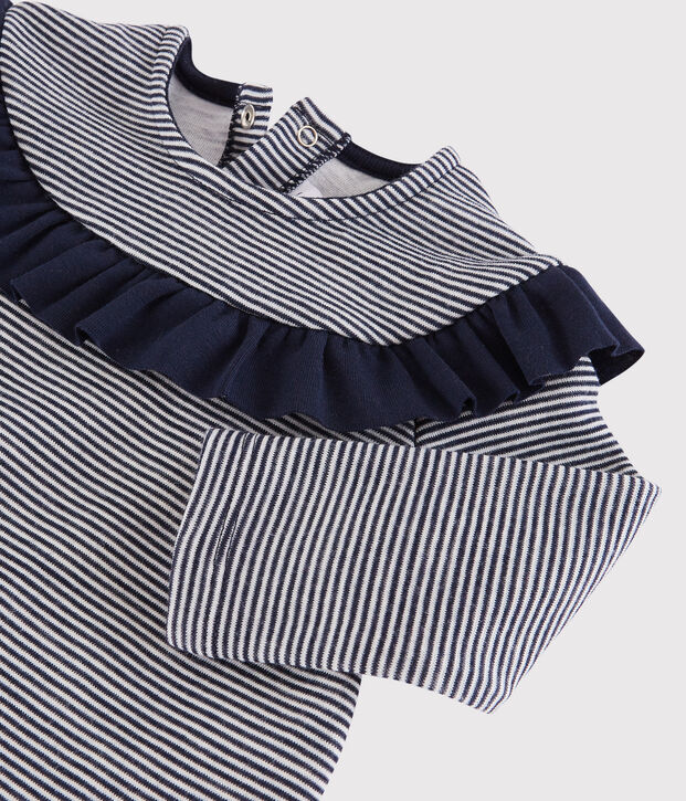 Baby girl's long-sleeved blouse blue/white