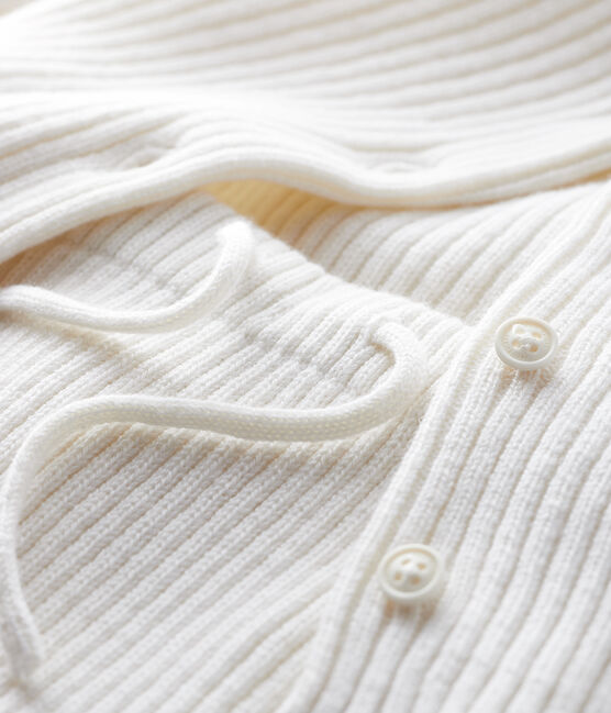 White ribbed knit baby's 2-piece outfit MARSHMALLOW white