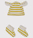 Unisex baby striped bonnet and bootees